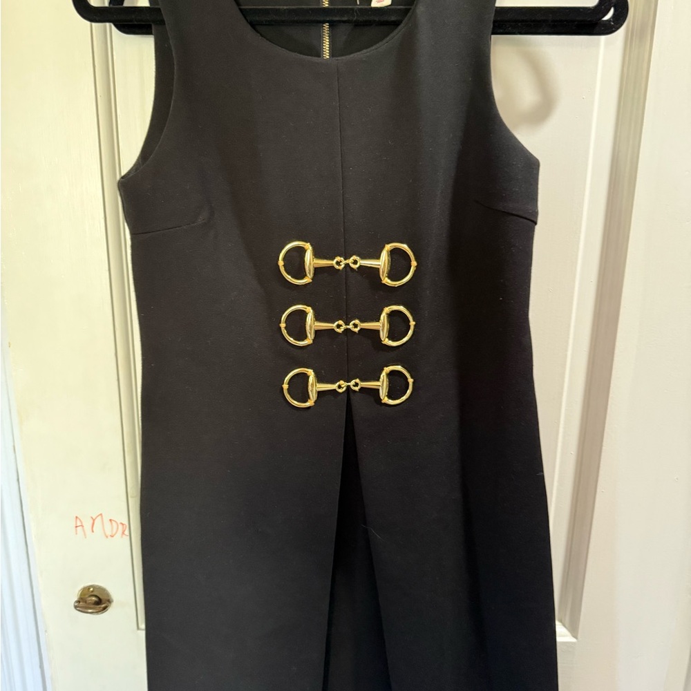 JB by Julie Brown Black Mini Dress with Gold Accents